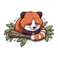 carino rosso panda addormentato su un' ramo. vettore illustrazione.