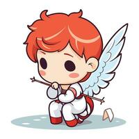 Cupido con arco e freccia nel il suo mano. vettore illustrazione.