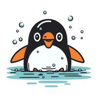 carino pinguino nel il acqua. vettore illustrazione. piatto design.