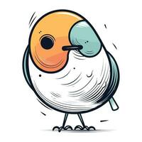 carino cartone animato uccello isolato su bianca sfondo. mano disegnato vettore illustrazione.
