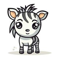 carino zebra cartone animato vettore illustrazione. carino bambino zebra animale.