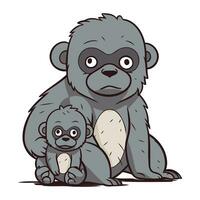 gorilla con sua bambino. vettore illustrazione su bianca sfondo.