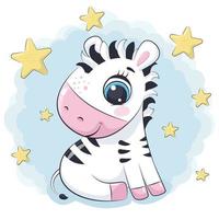 carino baby zebra con stelle. illustrazione vettoriale. vettore