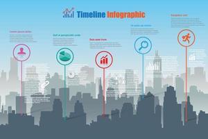 modello di progettazione della città infografica timeline della tabella di marcia aziendale vettore