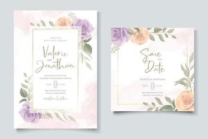 morbido design floreale e foglie di invito a nozze vettore