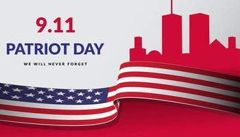 patriot day 11 settembre banner orizzontale, torre del World Trade Center vettore