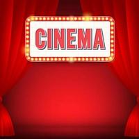 segno del cinema con cartellone luminoso, promo film. illustrazione vettoriale