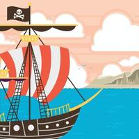 nave pirata sullo sfondo del mare vettore