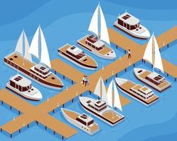illustrazione isometrica di yacht