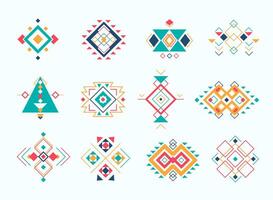 impostato di etno tribale azteco simboli. colorato geometrico etnico arredamento elementi collezione. vettore
