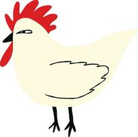 strano bizzarro pollo con sarcastico viso. carino comico personaggio uccello mano disegnato illustrazione vettore