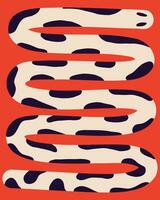 serpente carta nel moderno di moda ingenuo stile. minimalista impaurito bizzarro serpente vettore