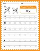 alfabeto lettera X tracciare foglio di lavoro per bambini vettore