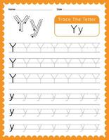 alfabeto lettera y tracciare foglio di lavoro per bambini vettore