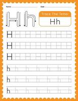 alfabeto lettera h tracciare foglio di lavoro per bambini vettore