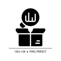 pixel Perfetto glifo stile analitica icona, isolato vettore, Prodotto gestione illustrazione. vettore