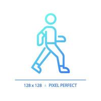 2d pixel Perfetto blu pendenza a piedi icona, isolato vettore, magro linea illustrazione. vettore