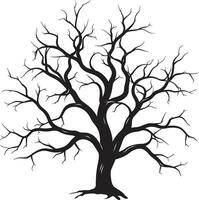 silenzioso resti monocromatico albero nel suo finale riposo nature elegia un' morto albero nel nero vettore