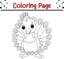 carino uccello colorazione pagina per bambini. animale colorazione libro per bambini. vettore