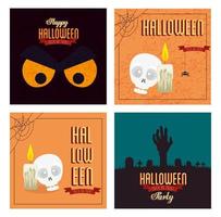 set poster di buon halloween con decorazioni vettore