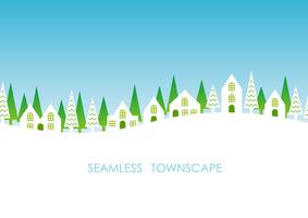 Townscape senza soluzione di continuità, illustrazione vettoriale. vettore