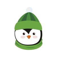 testa di buon natale simpatico personaggio pinguino vettore