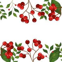 cornice di foglie e rami con semi icone di Natale vettore