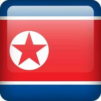 3d vettore nord Corea bandiera lucido pulsante. nord coreano nazionale emblema. piazza icona con bandiera di nord Corea