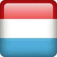 3d vettore lussemburgo bandiera lucido pulsante. lussemburghese nazionale emblema. piazza icona con bandiera di lussemburgo