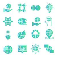Set di icone di gradiente di business globale vettore