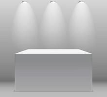 concept espositivo, scatola bianca vuota, stand con illuminazione vettore