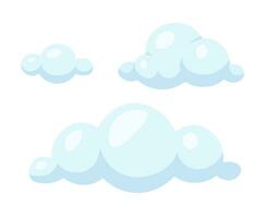blu nuvole 2d cartone animato oggetto. semplice Cloudscape isolato vettore articolo bianca sfondo. previsione meteorologia. primavera tempo atmosferico. mattina cielo. soffice nuvoloso forme colore piatto individuare illustrazione