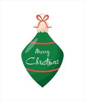 Natale albero palla con un' arco. verde decorazione isolato su bianca sfondo. simbolo di contento nuovo anno, Natale celebrazione. vettore illustrazione