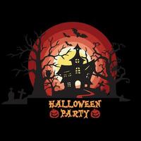 mano disegnato Vintage ▾ contento Halloween celebrazione con notte, Halloween maglietta vettore