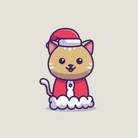 carino gatto Natale costume semplice cartone animato vettore illustrazione Natale concetto icona isolato