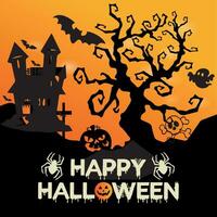 mano disegnato Vintage ▾ contento Halloween celebrazione con notte, Halloween maglietta vettore