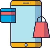 shopping e e-commerce icona. mobile shopping icona vettore