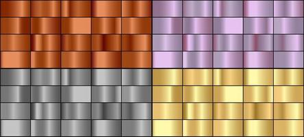 set vettoriale di gradienti di metallo colorato.