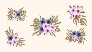 bouquet di mazzi di fiori primaverili collezione di clip art piuttosto dettagliate vettore