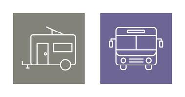 autobus e trailer icona vettore