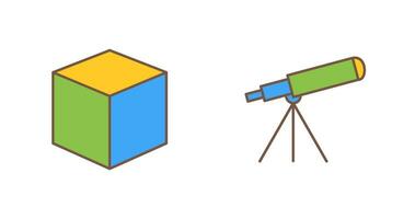 cubo design e telescopio icona vettore
