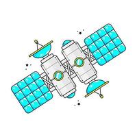 illustrazione satellitare con due antenne e due pannelli solari vettore