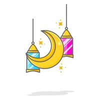 illustrazione di due lanterne e luna vettore