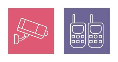 cctv telecamera e walkie talkie icona vettore