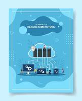 tecnologia cloud computing persone intorno al server vettore