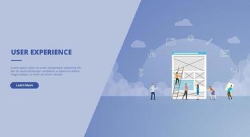 ux user experience design concept per l'atterraggio del sito web vettore