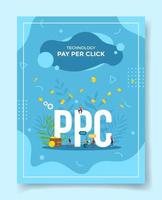 tecnologia pay per click persone intorno a word ppc coin vettore