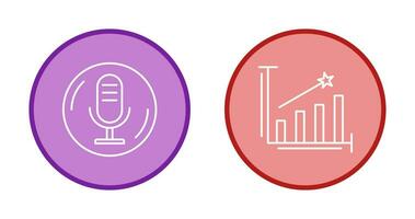 microfono e linea barre icona vettore