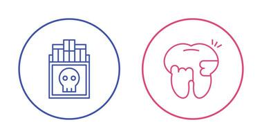 fumo uccide e mal di denti e placca icona vettore