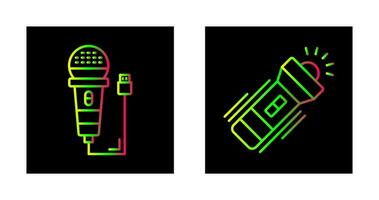 microfono e torcia elettrica icona vettore